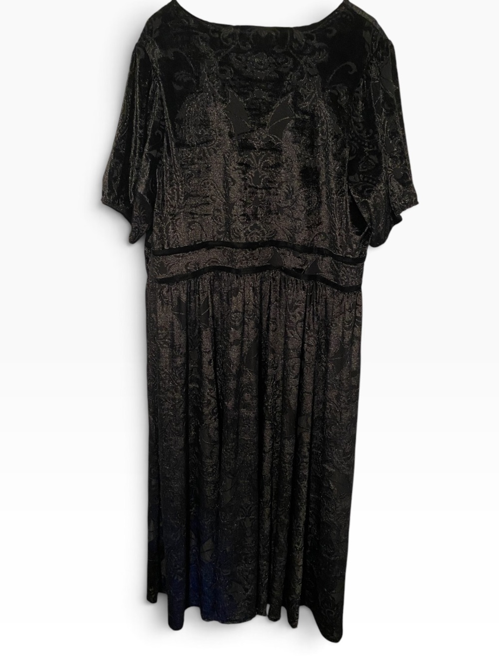 NIGHTFALL BY TORRID BURNOUT BLACK VELVET BAT MAXI DRESS SZ 3X - Picture 4 of 7